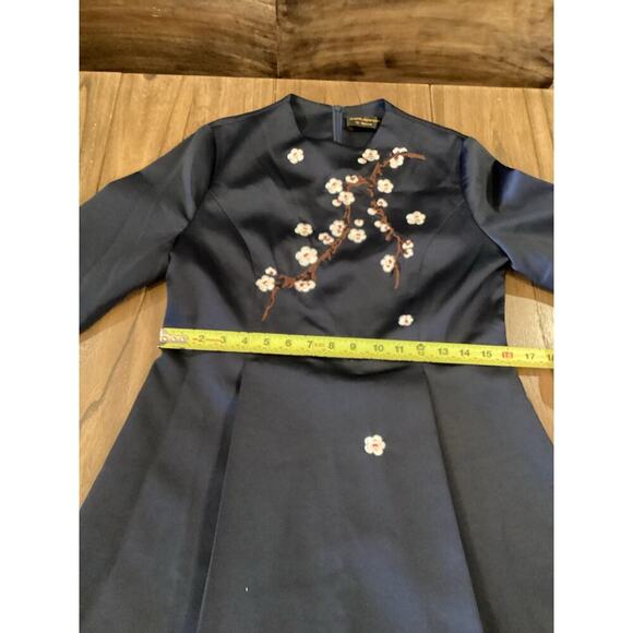 Gyalwana Embroidered Floral cherry blossom satin flare swing mini Dress 13 M/ L - Picture 5 of 13